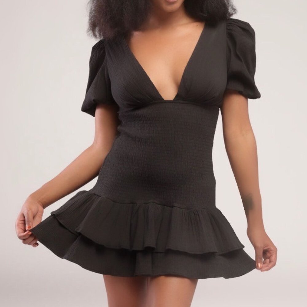 Midnight Two-Tiered Skater Mini Dress